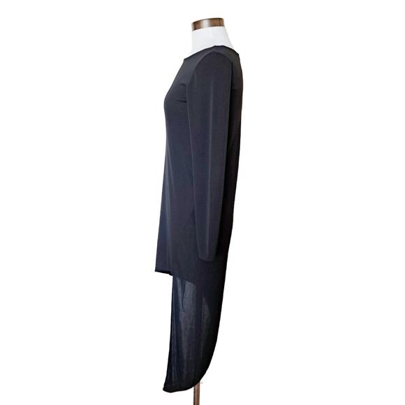 DKNY Black Asymmetric Jersey Dress Size Small Long Sleeve Mini to Midi - Picture 3 of 9